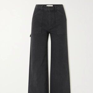 NILI LOTAN Quentin cotton-twill wide-leg pants in Carbon